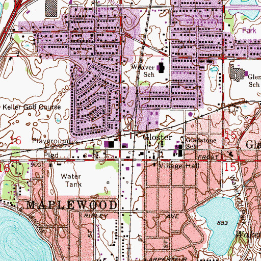 Topographic Map of Gloster, MN