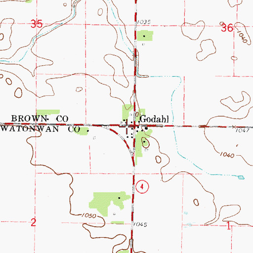 Topographic Map of Godahl, MN