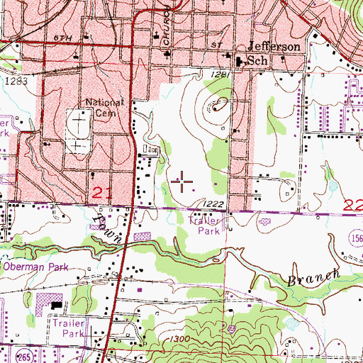 Topographic Map of Walker Park, AR