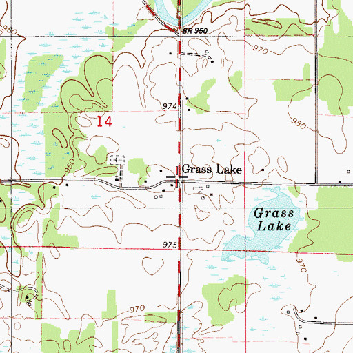 Topographic Map of Grass Lake, MN