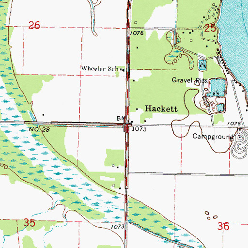 Topographic Map of Hackett, MN