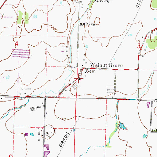 Topographic Map of Walnut Grove Church, AR
