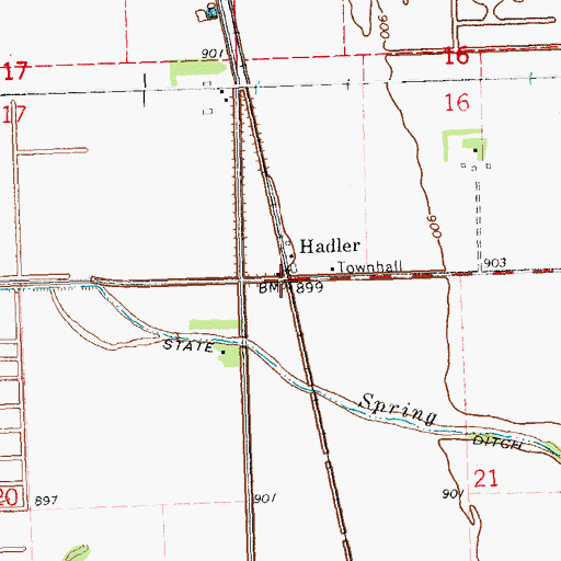 Topographic Map of Hadler, MN