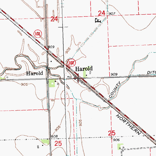 Topographic Map of Harold, MN