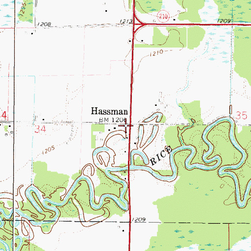 Topographic Map of Hassman, MN