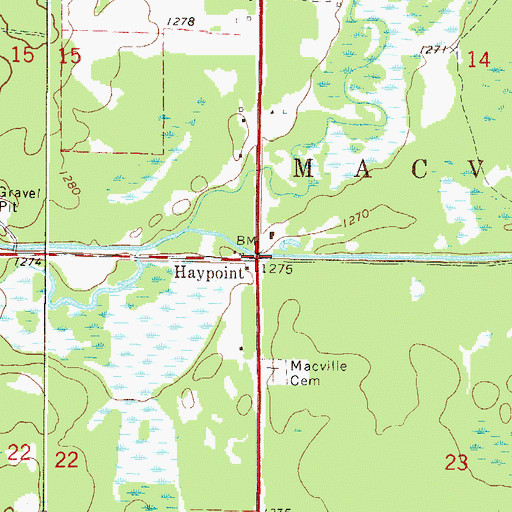 Topographic Map of Haypoint, MN