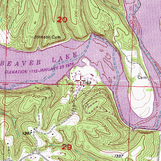 Topographic Map of War Eagle Cove, AR