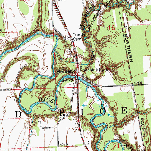Topographic Map of Heiberg, MN