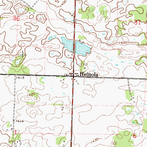 Topographic Map of Heinola, MN