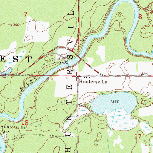 Topographic Map of Huntersville, MN