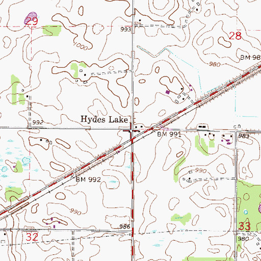 Topographic Map of Hydes Lake, MN