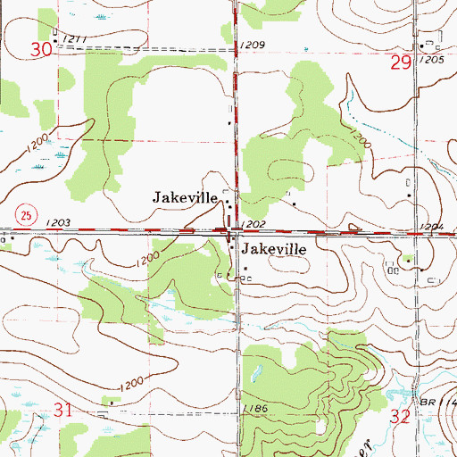 Topographic Map of Jakeville, MN