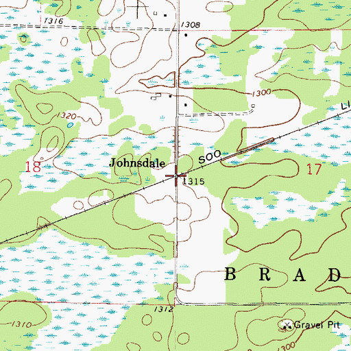 Topographic Map of Johnsdale, MN