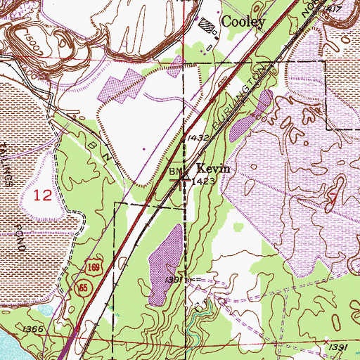 Topographic Map of Kevin, MN