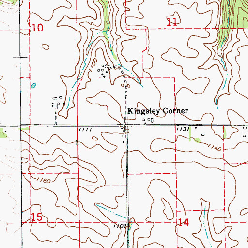 Topographic Map of Kingsley Corner, MN