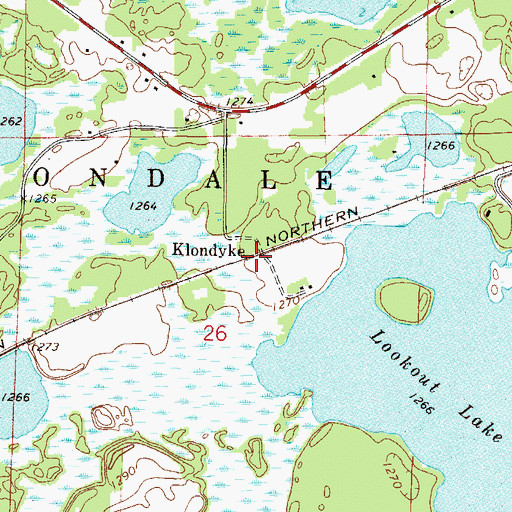 Topographic Map of Klondyke, MN