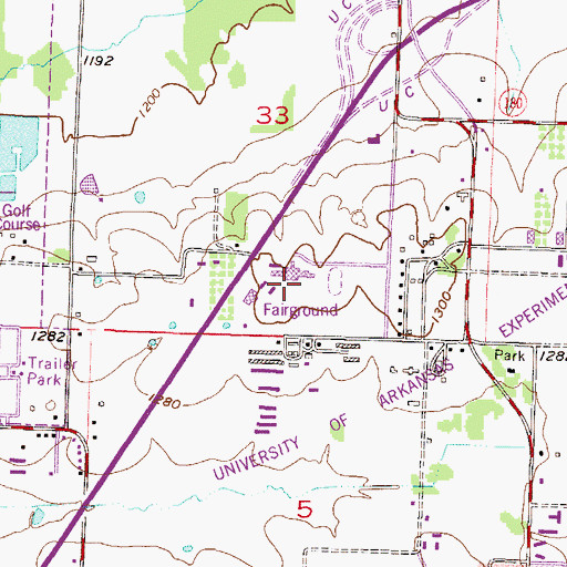 Topographic Map of Washington County Fairgrounds, AR