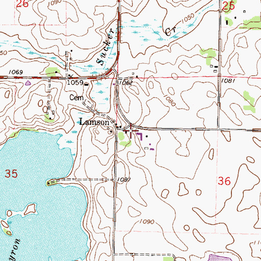 Topographic Map of Lamson, MN