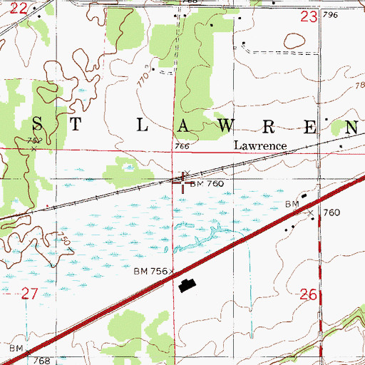 Topographic Map of Lawrence, MN