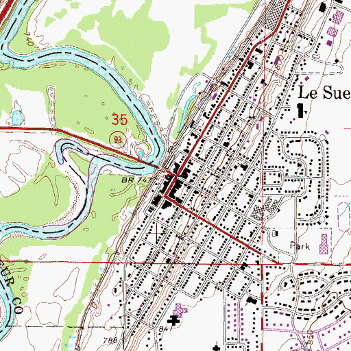 Topographic Map of Le Sueur, MN