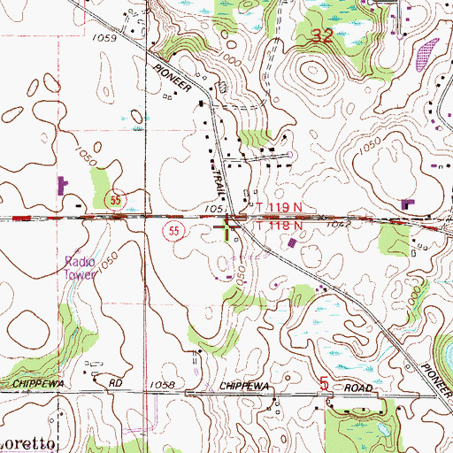 Topographic Map of Leighton, MN