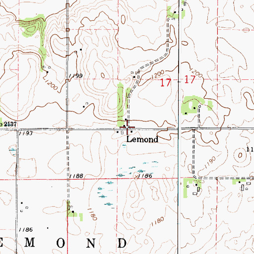 Topographic Map of Lemond, MN