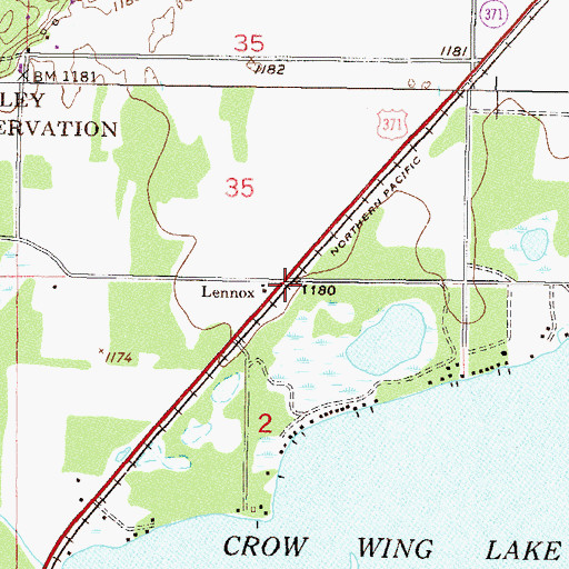 Topographic Map of Lennox, MN