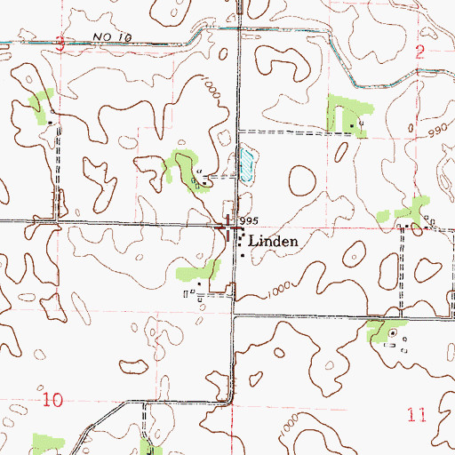 Topographic Map of Linden, MN
