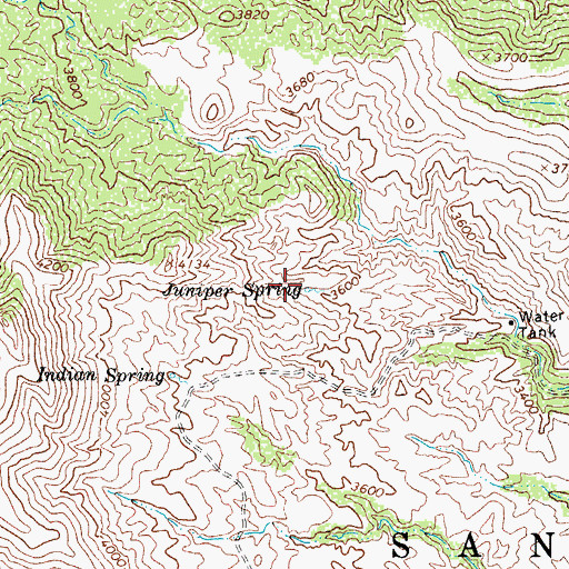 Topographic Map of Juniper Spring, AZ