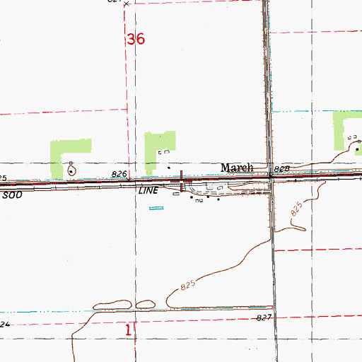 Topographic Map of March, MN