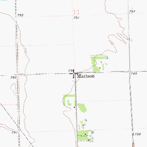 Topographic Map of Mattson, MN