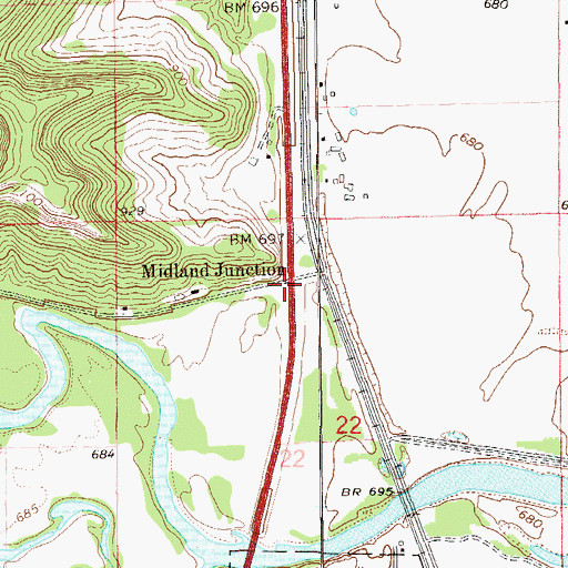 Topographic Map of Midland Junction, MN