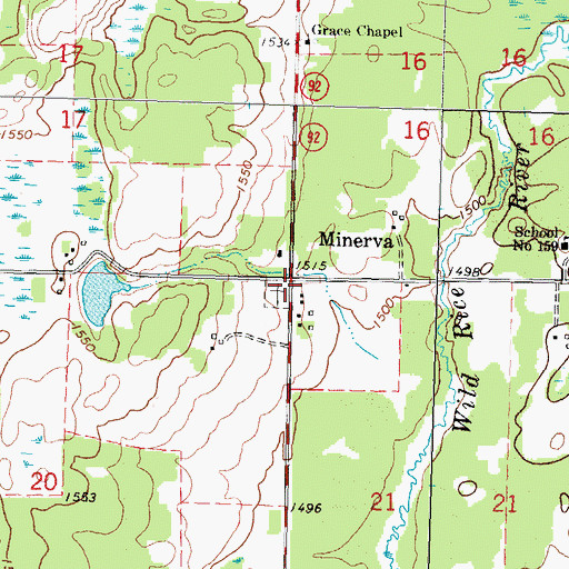 Topographic Map of Minerva, MN