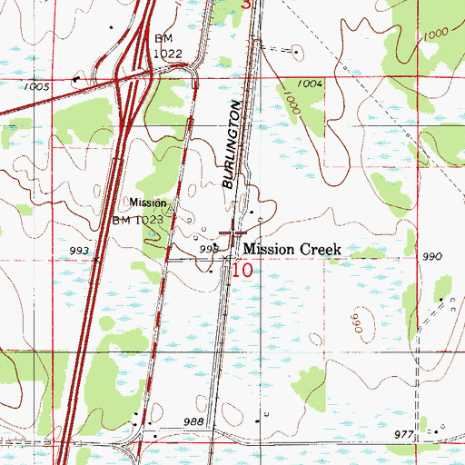 Topographic Map of Mission Creek, MN
