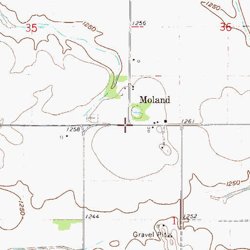 Topographic Map of Moland, MN