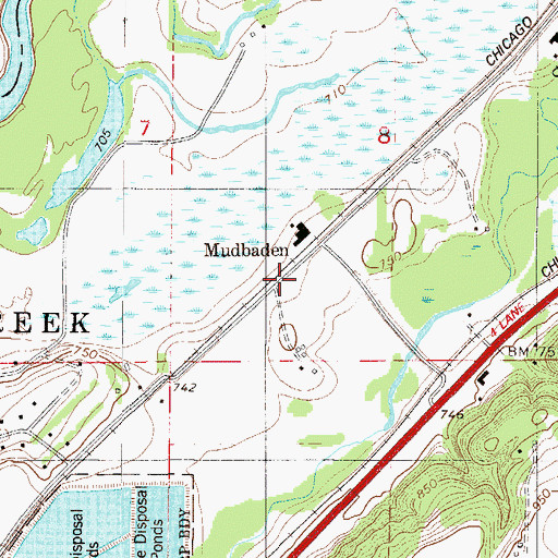Topographic Map of Mudbaden, MN