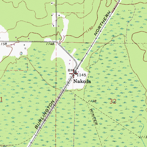 Topographic Map of Nakoda, MN