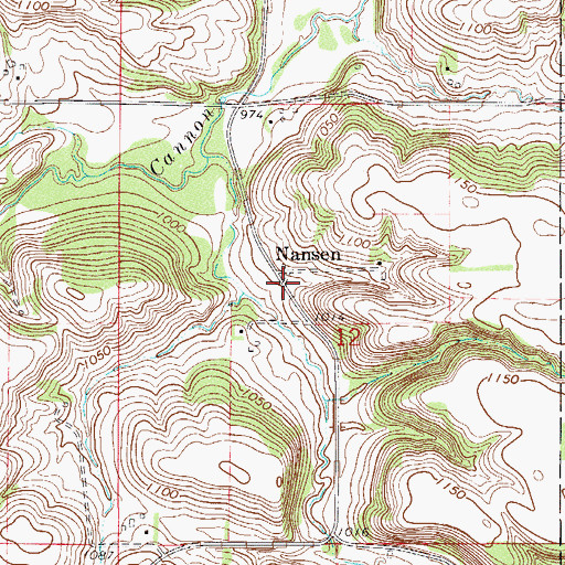 Topographic Map of Nansen, MN