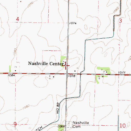 Topographic Map of Nashville Center, MN