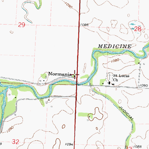 Topographic Map of Normania, MN