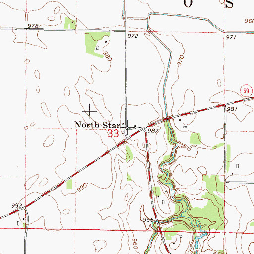 Topographic Map of North Star, MN