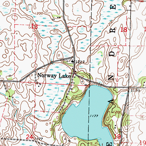Topographic Map of Norway Lake, MN