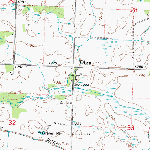 Topographic Map of Olga, MN