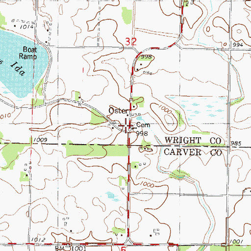 Topographic Map of Oster, MN