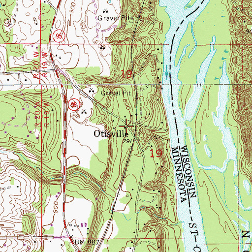 Topographic Map of Otisville, MN