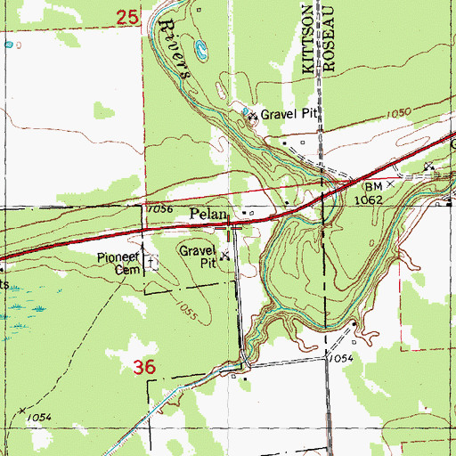Topographic Map of Pelan, MN