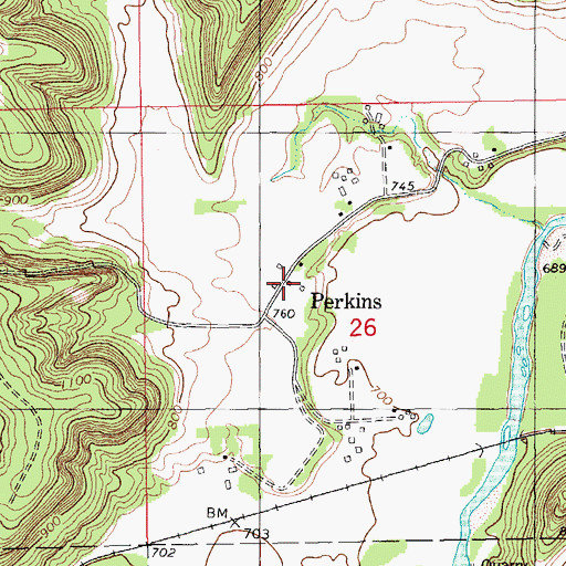 Topographic Map of Perkins, MN