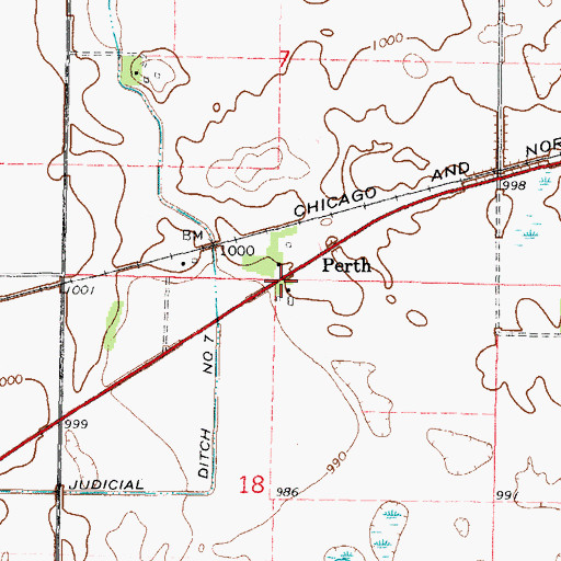 Topographic Map of Perth, MN