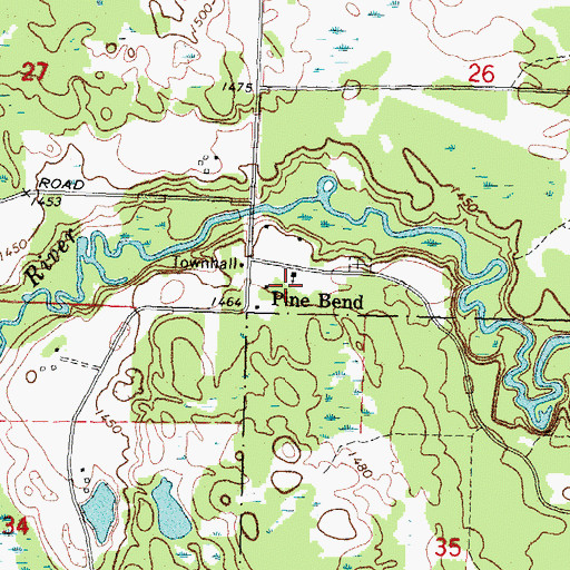 Topographic Map of Pine Bend, MN