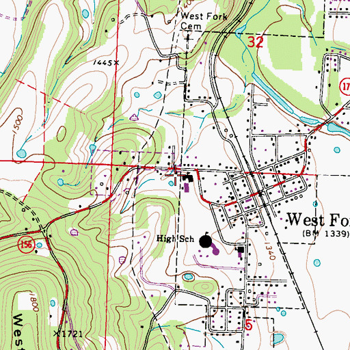 Topographic Map of West Fork Elementary School, AR
